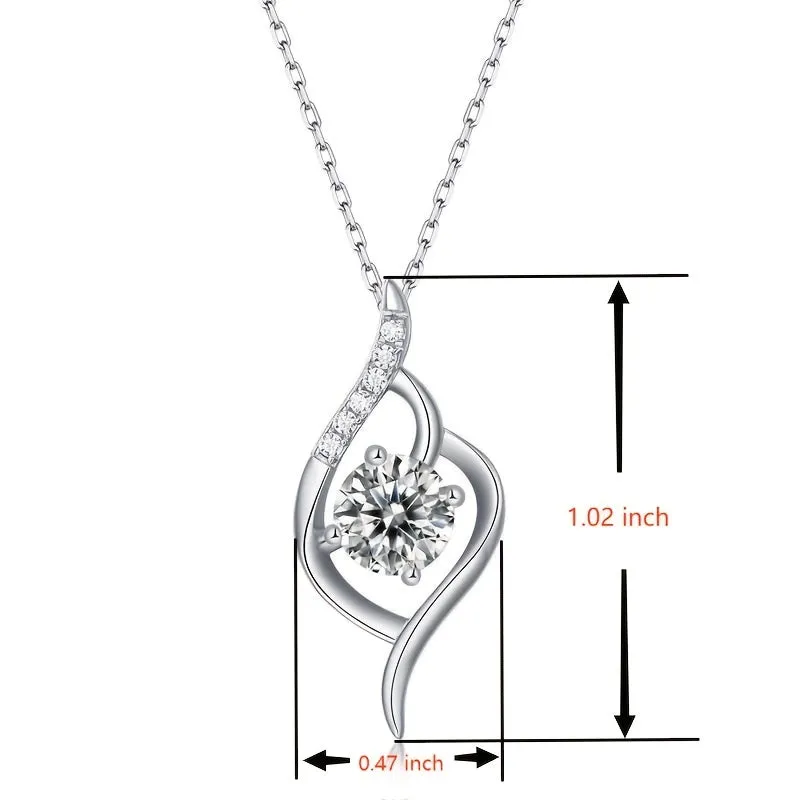 Sparkling Moissanite Pendant Necklace - 925 Silver Chain Jewelry for Women - Perfect Valentine's Day or Mother's Day Gift