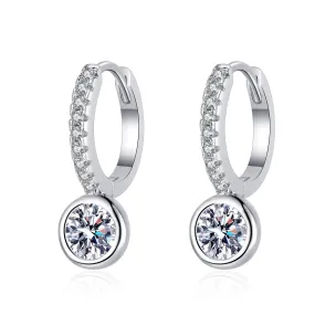 Sterling Silver Compact Moissanite Earrings