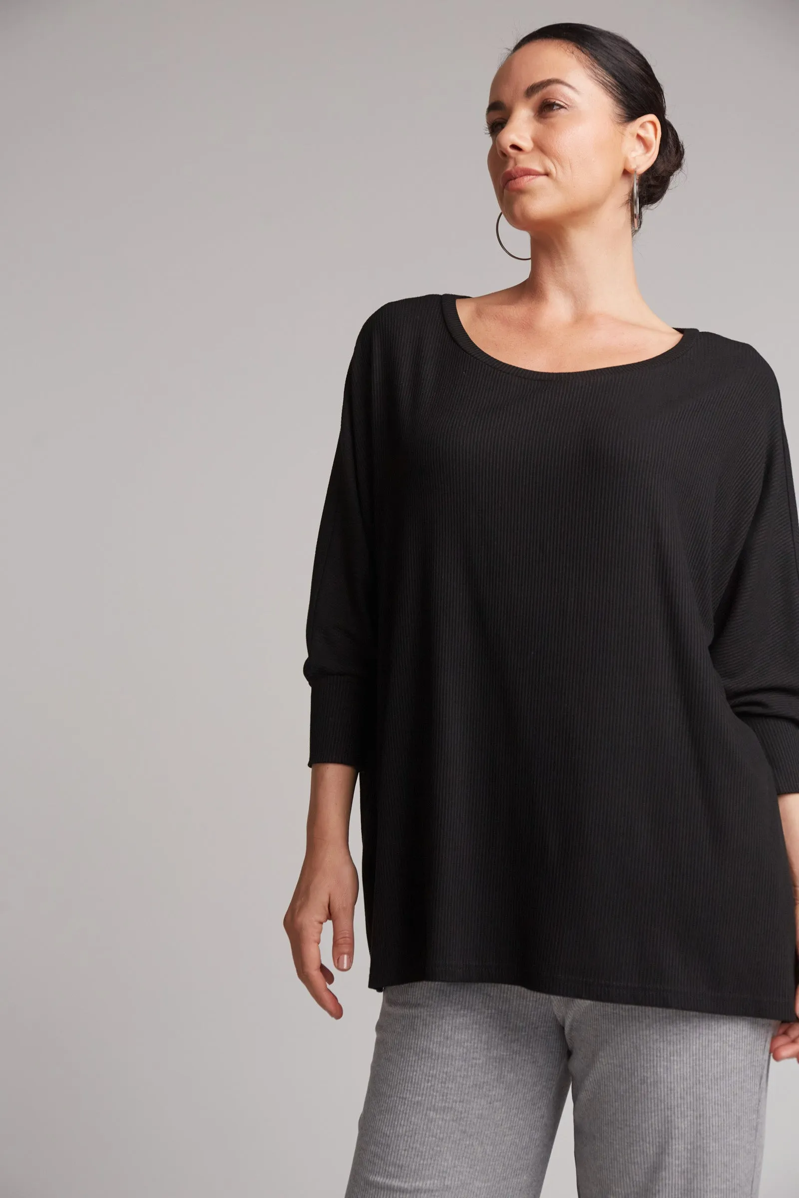 Studio Jersey Top - Rib Black