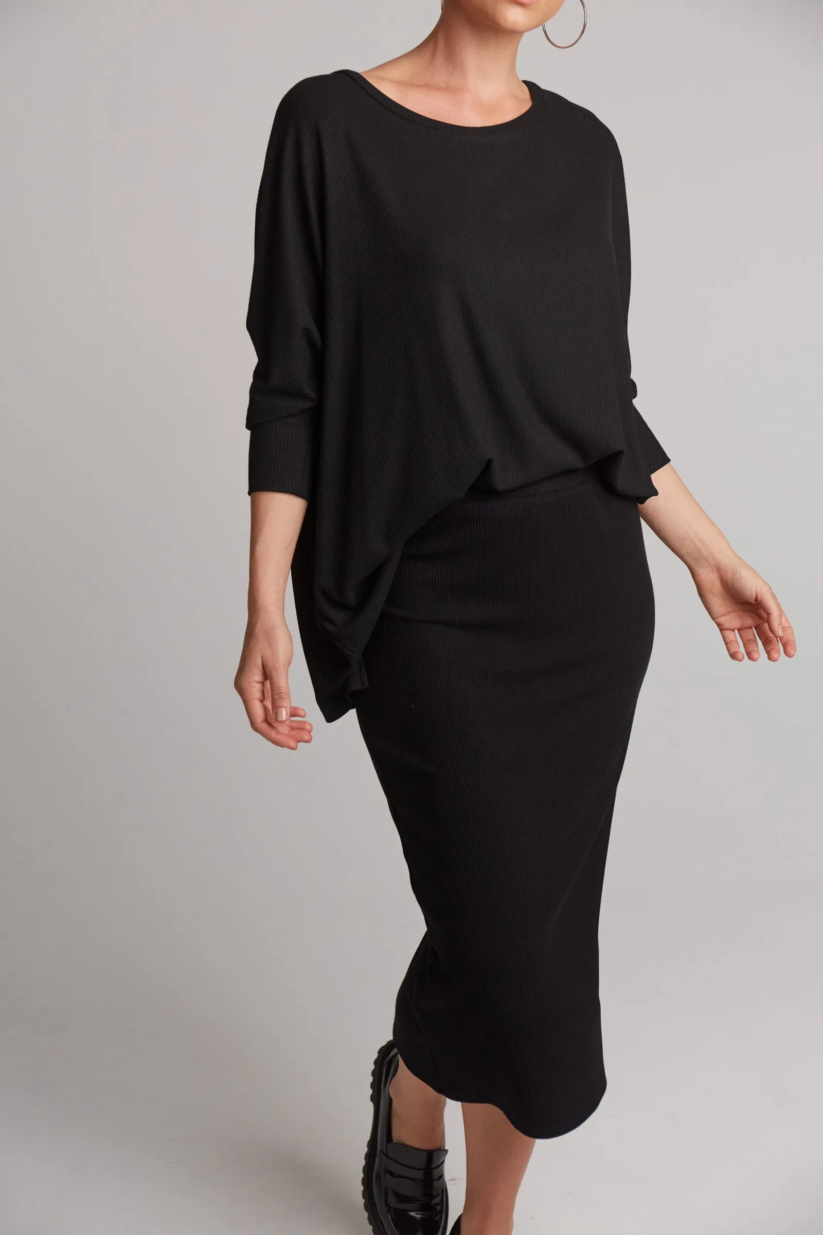 Studio Jersey Top - Rib Black