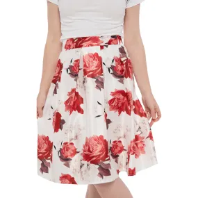 The Posy Midi Skirt- Red