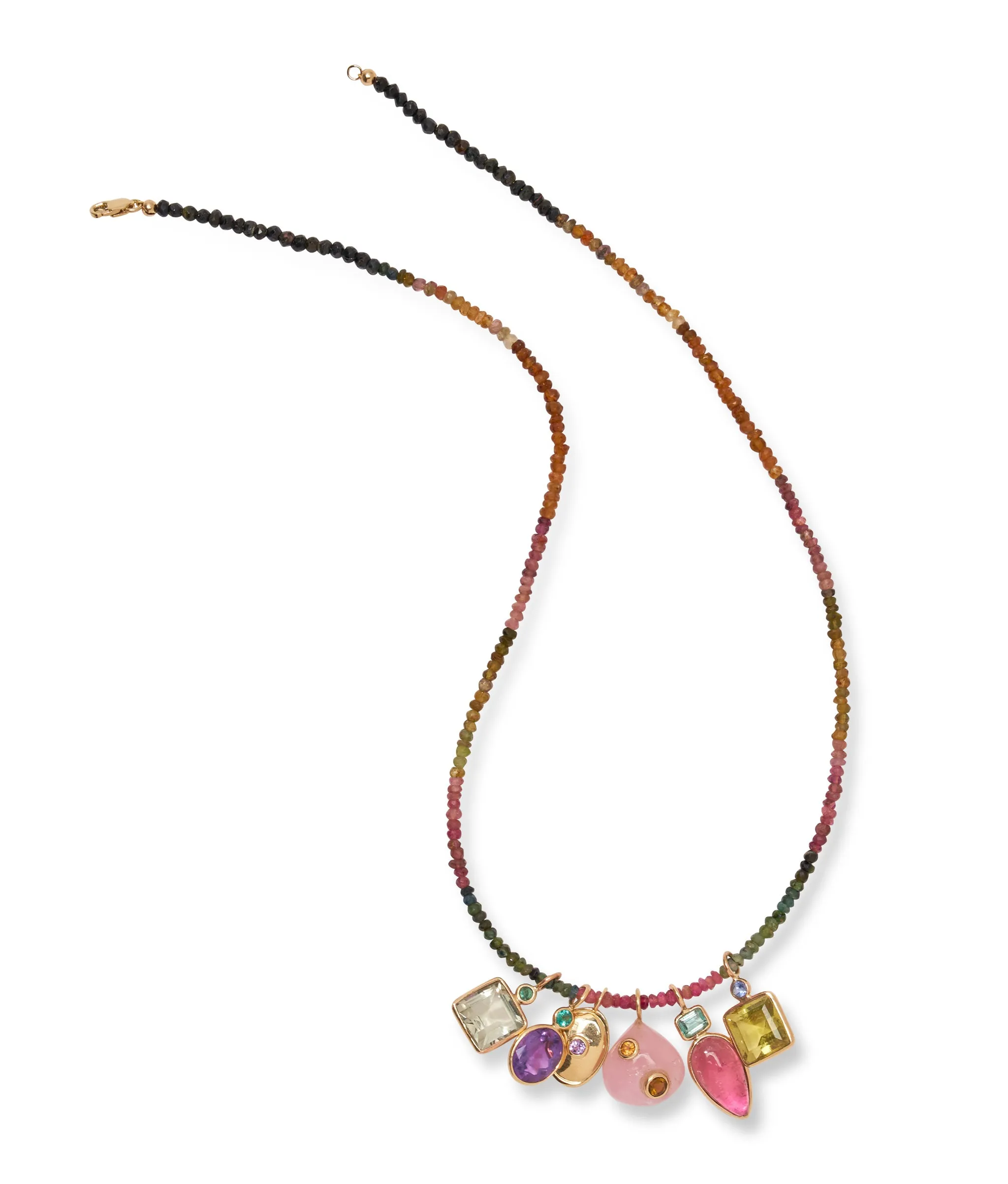 Tiny Beaded 14k Gold Necklace in Tourmaline