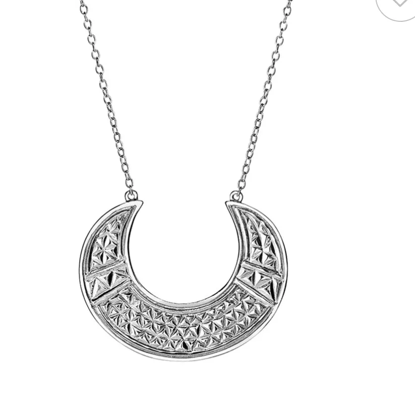 Tribal Moon Necklace Silver