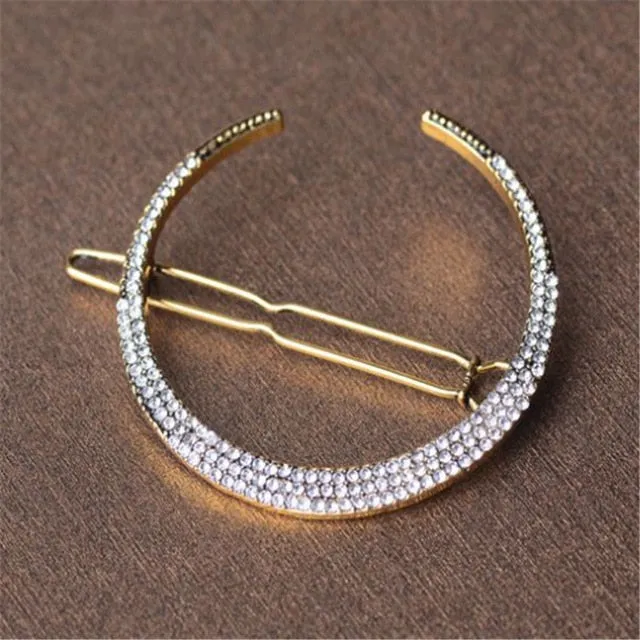 Unique Design Star & Moon Rhinestone Hair Clip