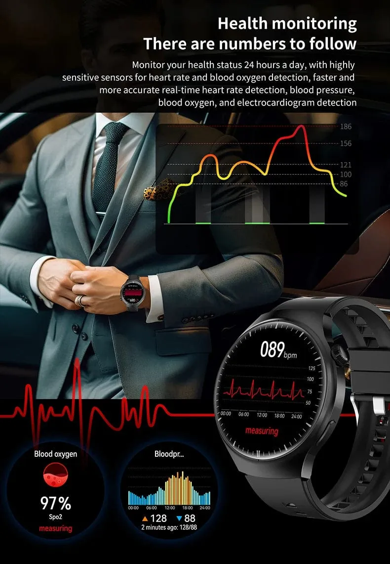 VALDUS Android 5.0 Smart Watch Sleep Monitoring Weather Forecast Mens Watch 4 Pro Suit Wireless Charging Smartwatch