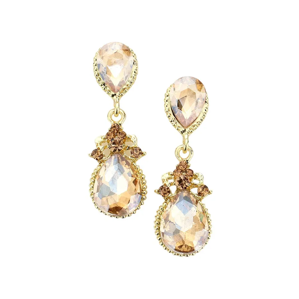 Victorian Teardrop Crystal Rhinestone Evening Earrings