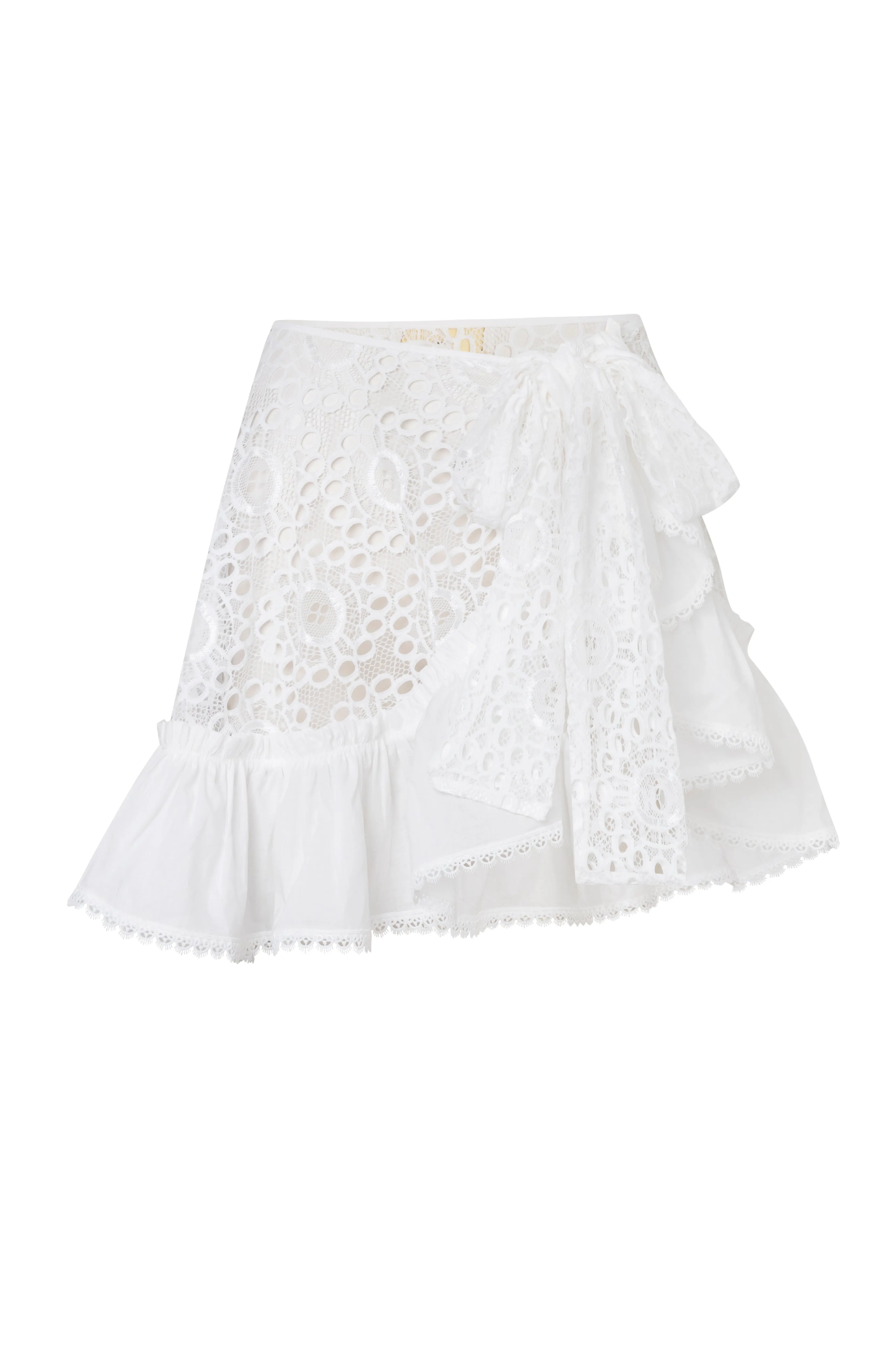 Waimari - Azure Wrap Mini Skirt - White