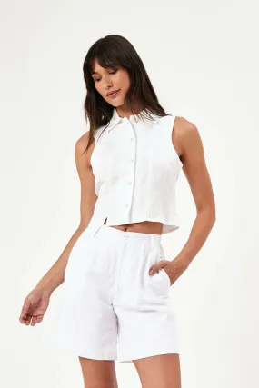 White Horizon Linen Short